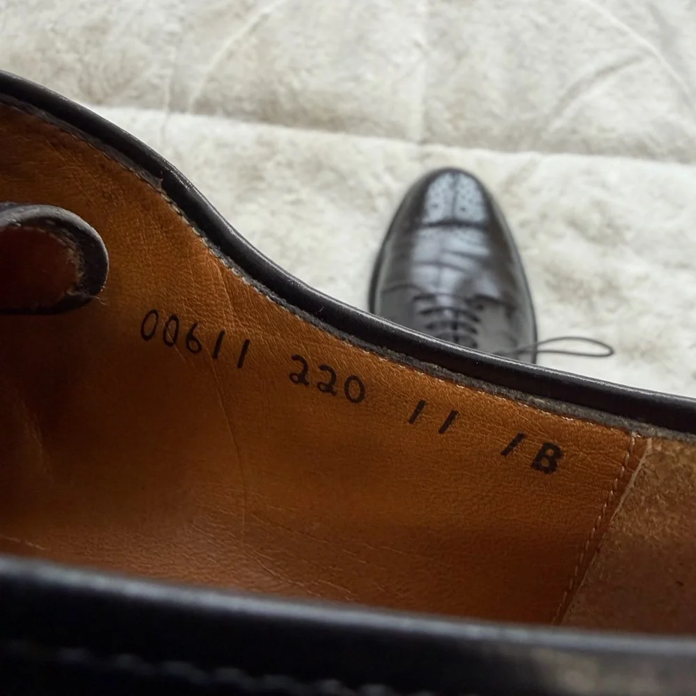 Salvatore Ferragamo Black Perforated Cap-Toe Derby Shoes